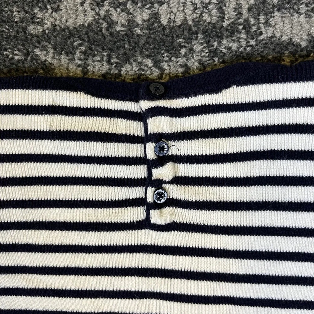 Polo Ralph Lauren Knit Top Girls Size 6 Navy Blue Stripes Ruffle Shoulder Shirt
